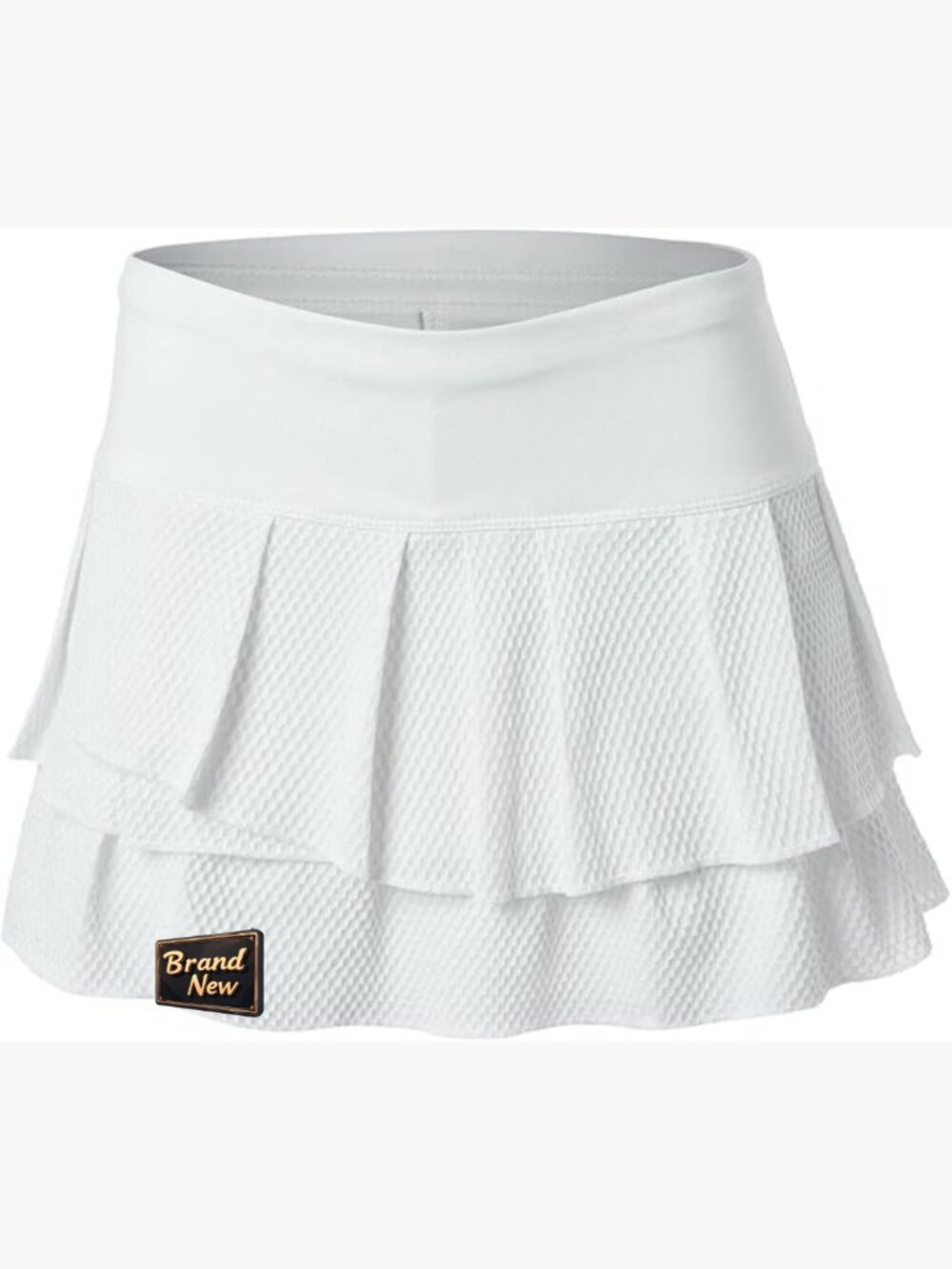 Wavy Pleat Tier Skort with Moisture-Wicking Fabric and Pull On Waist